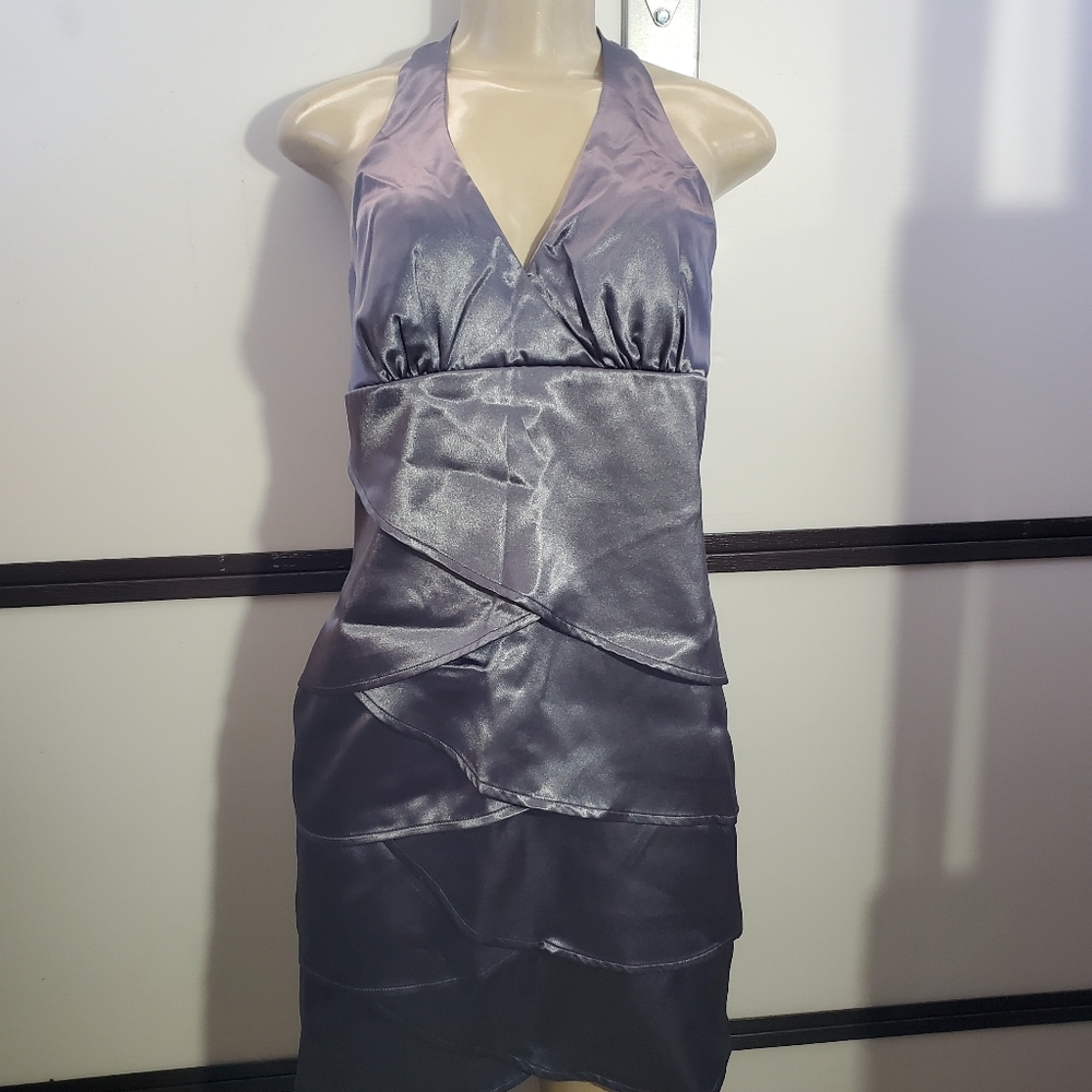 BCX dress size 9 color gray satin